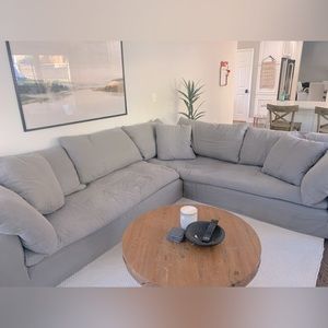 Restoration Hardware Cloud sectional in Fog. Washed Belgium linen fabric.